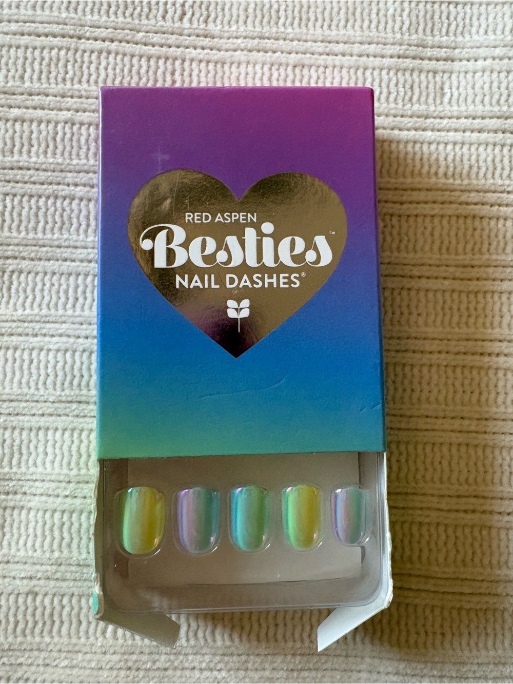 Red Aspen Nail Dashes by — Iridescent Multicolor Press-On Nails Besties Aubree